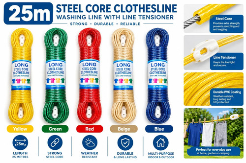 25m steel core - washing, line
